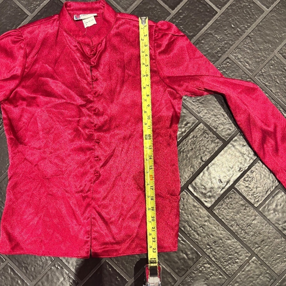 Vintage Prophecy button up Red silk shirt - Picture 8 of 9